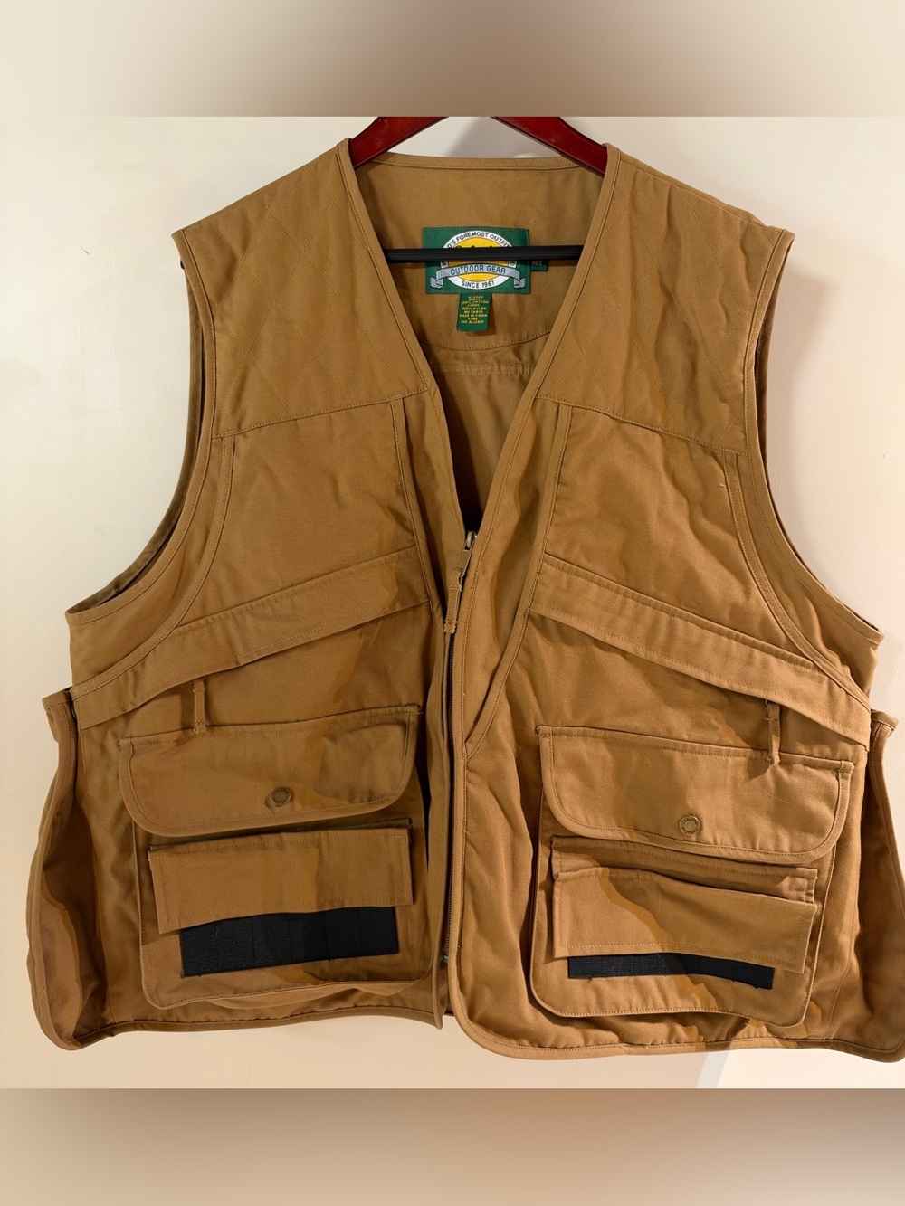 Cabelaās Men's Canvas Utility Hunting Vest Tan Brown Size XL REG NWOT